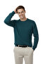 Men's Green Comfortable Fit Striped Textured Knit Sweater – Stylish & Modern Design 2605432 - 4
