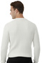 Men's White Comfortable Fit Striped Textured Knit Sweater – Stylish & Modern Design 2605432 - 6