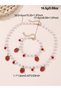2pcs Girl's Strawberry Pendant Faux Pearl Necklace with Bracelet Set - 3