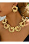 Textured Statement Necklace and Earrings Jewelry Set