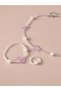3pcs Girl's Butterfly Decor Beaded Necklace Bracelet and Ring Set - 4