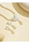 Embellished Faux Pearl Pendant Necklace and Earrings Jewelry Set - 3
