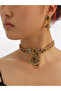 Embellished Leaf Fan Shaped Drop Necklace and Earrings Jewelry Set - 7