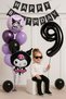 9 Year Old Kuromi Theme Birthday Balloon Set Black Number Happy Birthday Banner Helium Compatible Flying Balloon