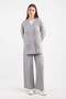 Women's Tulle Floral Stone Detailed Two Piece Set 8747 - Gray - 5