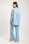 Women's Gold Buttoned Leg Slit Piece Set 8758 - Baby Blue - 6