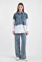 Denim Paneled Pocket Detailed Straight Shirt 8755 - White