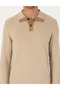 Beige Regular Fit 100% Wool Polo Neck Buttoned Knitwear Sweater 50315761-Vr011 - 6