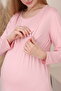 Mama Cotton Striped Nursing Nightgown Set with Robe, Long Sleeve Maternity and Postpartum Nightdress Set with Robe - 7