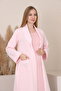 Mama Cotton Striped Nursing Nightgown Set with Robe, Long Sleeve Maternity and Postpartum Nightdress Set with Robe - 2