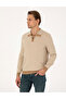 Beige Regular Fit 100% Wool Polo Neck Buttoned Knitwear Sweater 50315761-Vr011 - 3