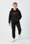 3 İplik Ş Fleece-Lined Winter Kangaroo Pocket K Hooded Print Detailed Boys' Tracksuit Set - 3
