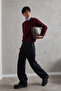 Men's Crew Neck Reverse Knit Pattern Sweater - 7