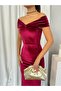 Omzu Open Bow Look Backless Slit Long Women's Scarlet Dress - 6