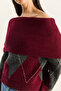 Women's Burgundy Anthracite Madonna Collar Diamond Patterned Knitwear Sweater 20251082 - 7