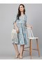 Premium pure georgette light blue colour dress with floral prints - Indo Western wear / dress - 2