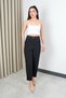 Women's Crepe Fabric Carrot Cut Black Trousers - 6
