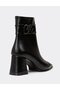 Santa Buckle Detailed Heeled Women's Boots Black - 4