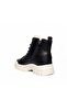 (Conpax) Children's Boots with Wool Inside, Thermo Non-Slip Sole, Zipper & Lace-Up, Black White - 4
