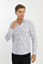 Long Sleeve Snap Fastener Lycra Cotton Patterned Men's Shirt - 3