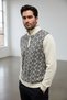 Interview Half Turtleneck Zippered Geometric Pattern Gray Ecru Knitwear Sweater