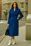 Women's Double-Breasted Premium Blue Cashmere Coat - 3