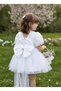 GIRL'S DRESS BALLOON SHORT SLEEVE DETAIL TAIL BOW PARTY BIRTHDAY COTTON DRESS - 4