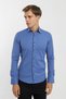Long Sleeve Snap Fastener Paneled Cotton Lycra Patterned Men's Shirt - 8
