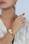 Large Pearl Detailed Design Earring Bracelet Set - 3