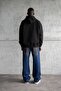 Men's Embroidered Zippered Hooded Sweatshirt Black - 7