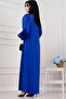 Beli Lace-Up Balloon Sleeve Evening Dress - Cobalt - 5