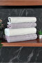 Hazal 100% Cotton Boxed 4-Piece Bath Towel Set Turkish Bath Set 50X90 - 90X150 Anthracite-Cream - 00081 - 3