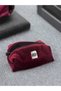 Velvet Burgundy Makeup Bag Small Size Zippered Portfolio Bag Christmas Gift Stylish Evening Bag - 5