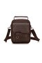 Men's Brown Faux Leather Crossbody Bag with Phone Compartment - 2