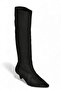V404012302 Black Suede Short Heeled Women's Boots - 6