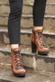 Katia Platform Tan Suede Lace-Up Detailed Side Zipper Women's Boots - 2