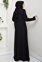 Hidden Placket Half Embellished Abaya Black HM2860 - 4