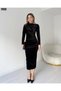 New Season Invitation Party Long Sleeve Velvet Drawstring Detail Midi Dress - 6