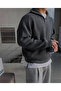 Smoke Gray Men's Oversized Zip-Up Turtleneck Knit Sweater - 6
