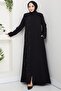 Hidden Placket Half Embellished Abaya Black HM2860