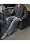 Smoke Gray Men's Oversized Zip-Up Turtleneck Knit Sweater - 7