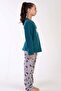 Girl's Soft Fleece Green Pajama Set – Long Sleeve, Patterned Model C4T0N0503 - 3