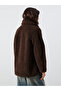Vision Brown Shirt Collar Women's Plush Coat - 5