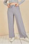 Women's Gray Elastic Waist Lace-Up Wide Leg Ayrobin Pants - 2