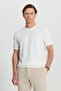 Men's Ecru 100% Cotton Standard Fit Regular Cut Crew Neck Knitwear T-Shirt - 3