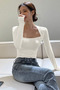 Women's Swan Neck Long Sleeve Slim Blouse