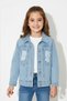 Girl's 100% Cotton 5 - 10 Years Old Trendy Ripped Denim Jacket