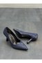 Navy Blue Crocodile Women's Heeled Shoes - 3