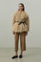 Faux Fur Coat Beige - 5
