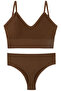 Womens Bra Cotton Blends Spaghetti Strap Lingerie Set Underwear Push Up Bra 2 Pieces Set - 2